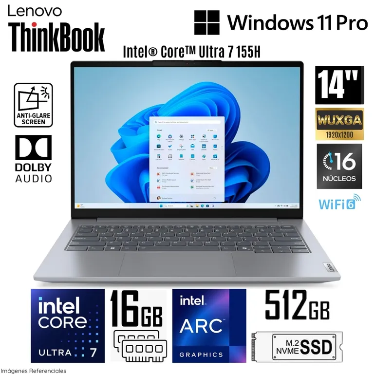 Laptop ThinkBook 14 G7 IML Intel Core Ultra 7-155H 16GB DDR5 512GB SSD 14" WUXGA - 21MR00CJLM