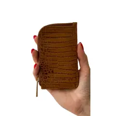 GENERICO - Tarjetero Monedero de cuero marrón