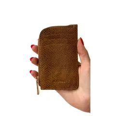 GENERICO - Tarjetero Monedero de cuero marrón