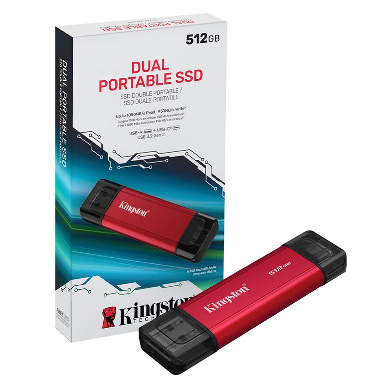 SSD Externo 512GB USB 3.2 Dual USB-A y USB-C Portátil Alta Velocidad