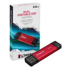 KINGSTON - SSD Externo 512GB USB 3.2 Dual USB-A y USB-C Portátil Alta Velocidad