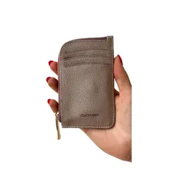 GENERICO - Tarjetero Monedero de cuero rosa