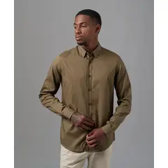 Mbo - Camisa 100% Algodón Classic Fit Verde Fango