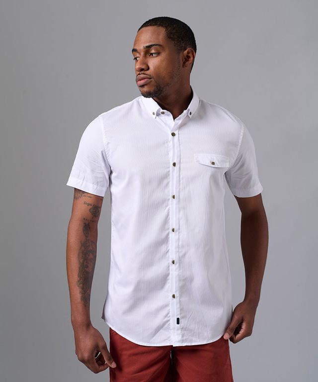 Camisa 100% Algodón Slim Fit Blanco