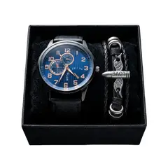 OEM - Reloj Elegante + Pulsera Para Hombre Negro