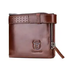 BULLCAPTAIN - - Billetera de Cuero Brillante QB-059-CF Café