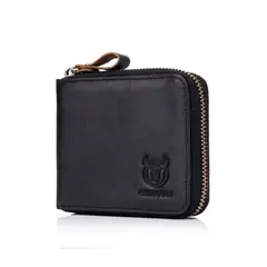 BULLCAPTAIN - - Billetera de Cuero Mate QB-045-BK Negro