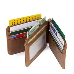 BULLCAPTAIN - - Tarjetero de Cuero Mate MMJ-02-BR Marrón