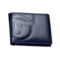 BULLCAPTAIN - - Billetera de Cuero Mate QB-0203-H-BL Azul