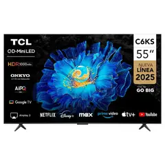 TCL - Televisor 55'' Qd Miniled UHD 4K Google TV 55C6KS 2025