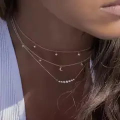 GENERICO - Collar Luna y Estrellas Layered