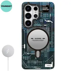 YOUNGKIT - Case para Samsung Galaxy S26 Ultra Futuristic Circuit MagSafe - Blue