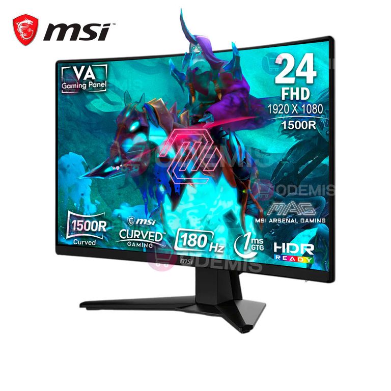 Monitor Gamer MAG 242C 24 Curvo FHD 180Hz 1ms FreeSync HDR RGB