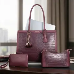 GENERICO - Cartera portalaptop ,cuero PU, 3 piezas AB con cereza