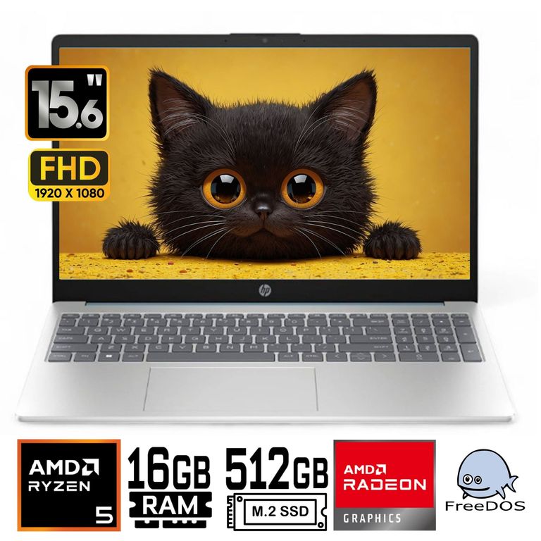 Laptop 15-FC0256la AMD Ryzen 5 7520U Ram 16GBb 512Gb SSD 15.6"FHD FreeDos