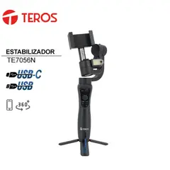 TEROS - Estabilizador Gimbal de 3 ejes 360º con rastreador IA TE-7056N para teléfonos