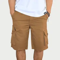 YONISTERS CLOTHING - Short Algodón Drill Cargo Hombre Stretch Marrón Camel Fit Casual