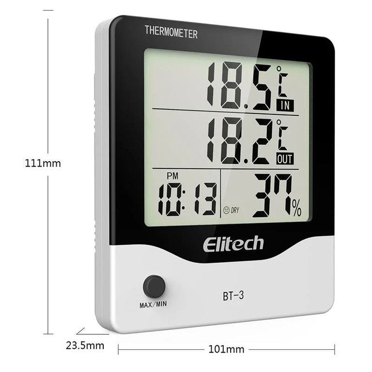 TERMOHIGROMETRO DIGITAL MARCA ELITECH MODELO BT-3 INDOOR OUTDOOR