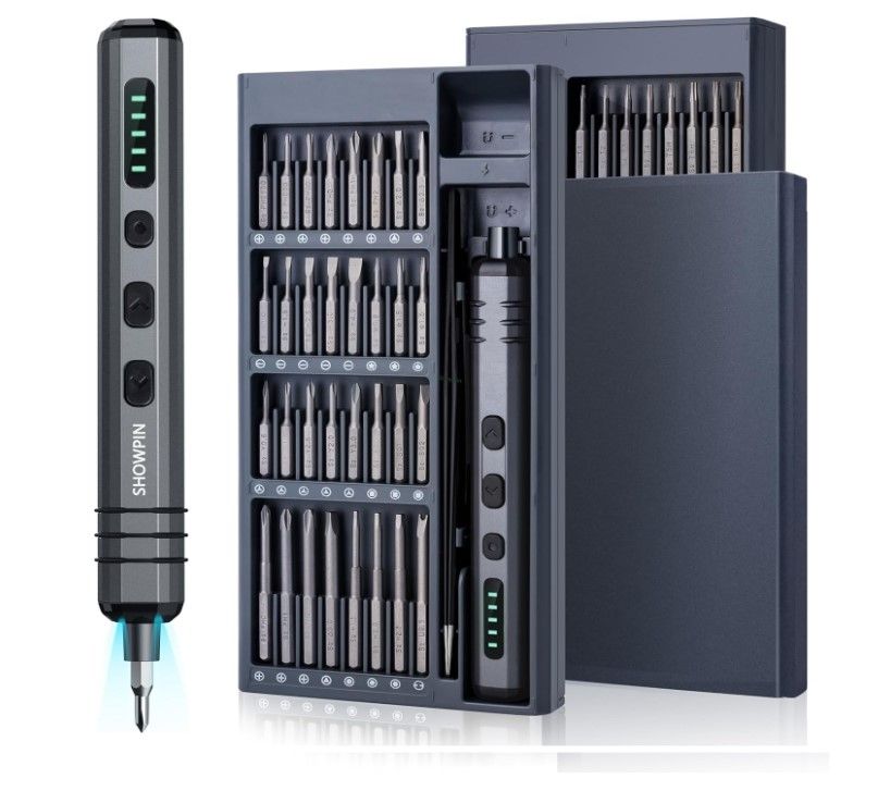 Recargable Destornillador Eléctrico de Precisión 68 en 1, Torque Ajustable, Recargable