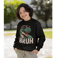 GENERICO - Poleras niño franelado negro dinosaurio Bruh