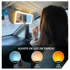GENERICO - Espejo LED para Auto Táctil Portátil Recargable 3 tonos luz