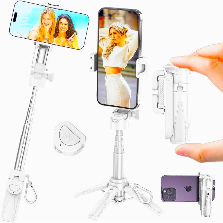 Trípode Magnetico Clip Soporte para Celular Selfie Bluetooth Blanco P15 Mini