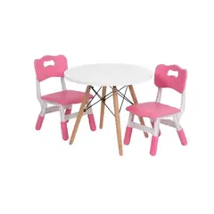 SIMET - PACK de 2 Sillas Grecia KIDs Rosado + Mesa Modelo Sofia niño