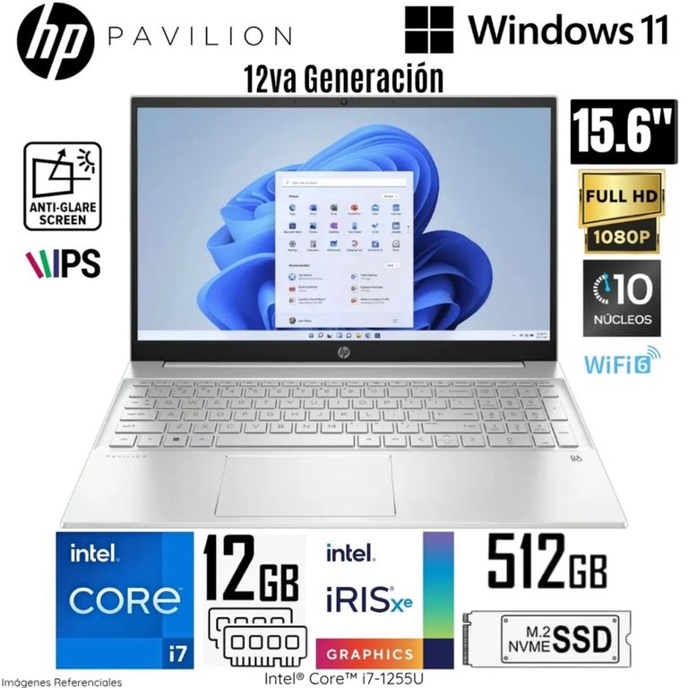 Laptop Pavilion 15-EG2506LA Intel Core i7 12GB RAM 512GB SSD 156 FHD - Plateado