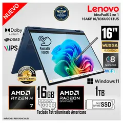 LENOVO - Laptop IdeaPad 5 2en 1 16AKP10 AMD Ryzen AI 7 350 16GB RAM 1TB SSD 16" WUXGA TouchScreen - 83KU0013US