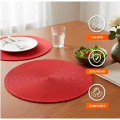 GENERICO - Individual de mesa set x 6 Circular Rojo 38X38CM