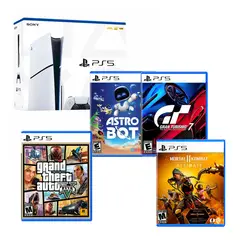 SONY - Consola PS5 Slim Disco + Astro Bot + GT 7 + Gta 5 + Mk 11 Ultimate