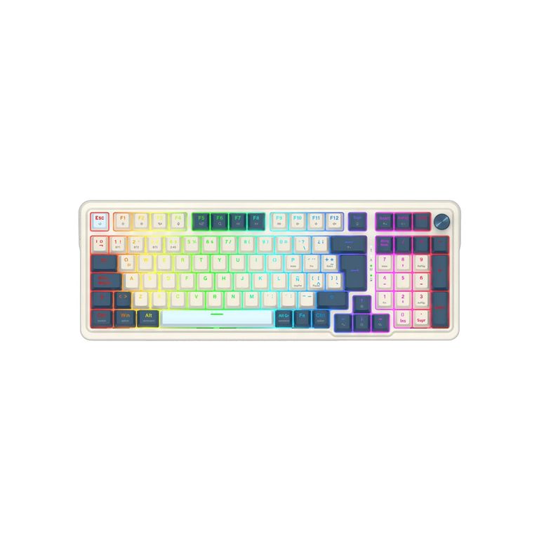Teclado Gamer Eisa K686 RGB Pro Español Wireless BlancoAzul