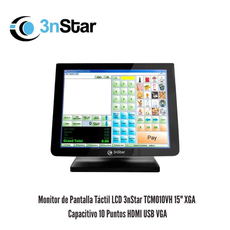 Monitor de Pantalla Táctil LCD TCM010VH 15 XGA HDMI USB VGA
