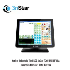 3NSTAR - Monitor de Pantalla Táctil LCD TCM010VH 15 XGA HDMI USB VGA