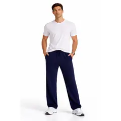 ENKI - Pantalón Deportivo Hombre Azul Marino Tela Nova Ligero Cómodo Recto
