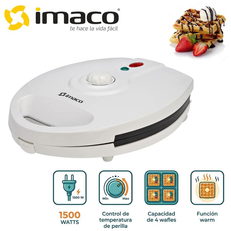 Waflera WM 4150 para 4 wafles con Control de temperatura Blanco