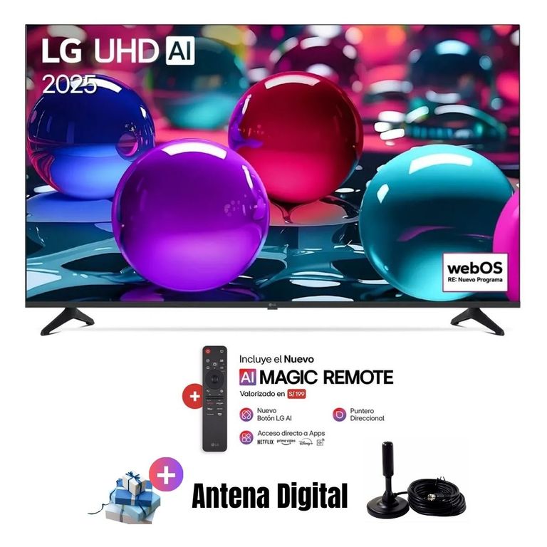 Televisor Smart UHD 43 pulgadas AI 4K 43UA7300 2025 + Magic Remote + Antena Digital
