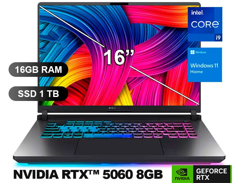 Laptop ROG STRIX G16 G615JMR-RV017W I9-14900HX, 16GB RAM, 1TB SSD, RTX5060-8GB, W11H, 16