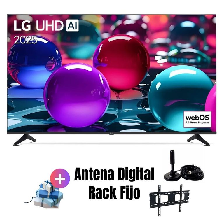 Televisor Smart TV Led Uhd 50" 4K Thinq AI 50UA7300 2025 + RACK FIJO + ANTENA