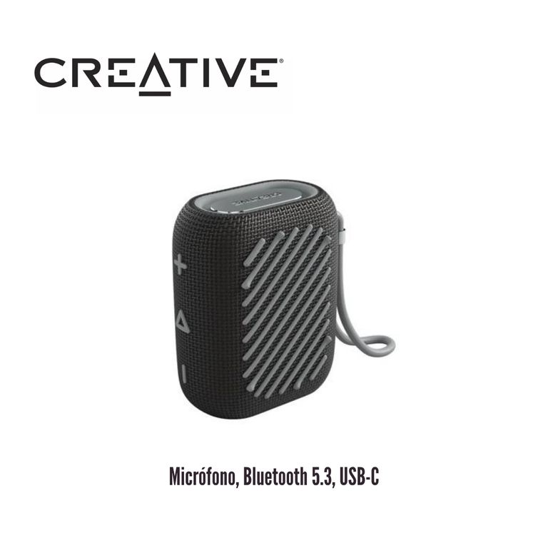 Parlante Portátil Muvo Flex Auracast 10W con Micrófono, Bluetooth 5.3, USB-C Negro