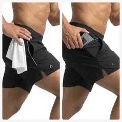 ALPHA FIT - Pack de 2 Shorts deportivos Hombre - Short gym - Ropa deportiva hombre