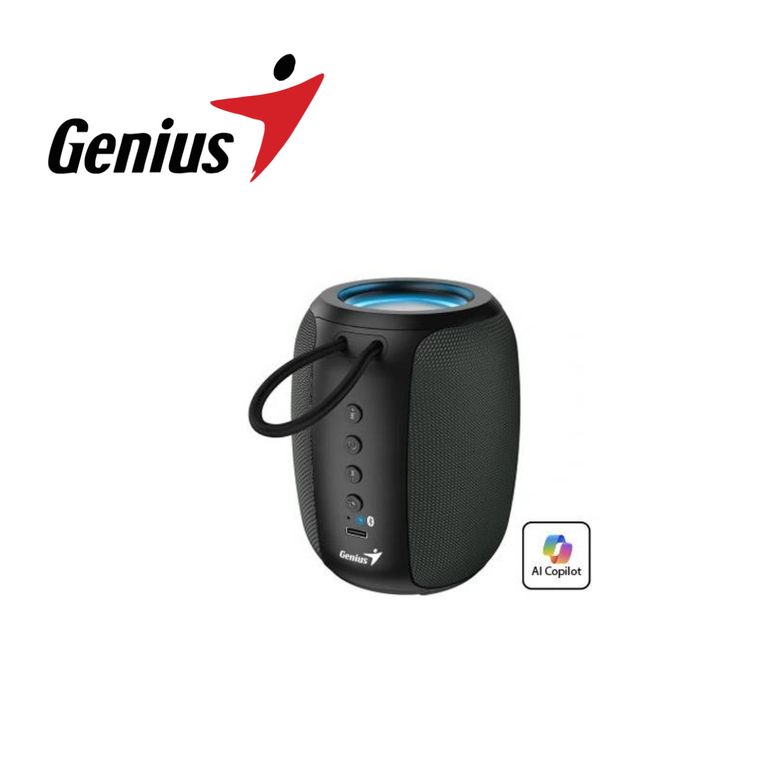 PARLANTE BLUETOOTH SP-915BT 5W CON 6H DE BATERIA MICROFONO RGB Y ASISTENTE AI – NEGRO-GRIS