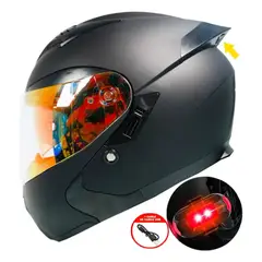 CES - CASCO MOTO REVOX DOBLE VISOR CERTIFICADO ABATIBLE ROJO + LED