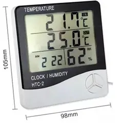 GENERICO - Monitor Digital Ambiental HTC-1 Medidor de Temperatura, Humedad y Reloj con Alarma