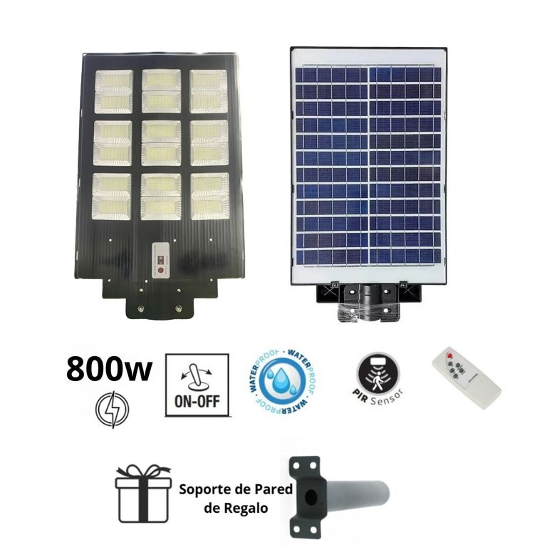 Reflector LED con Panel Solar de 800W Sensor de Movimiento y Control Remoto