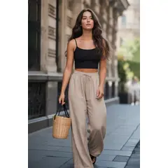 ARMA TU LOOK - PANTALÓN EMILY PALAZZO DE LINO CON BOLSILLOS