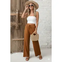 ARMA TU LOOK - PANTALÓN EMILY PALAZZO DE LINO CON BOLSILLOS