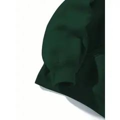 PEACE AND LOVE - Polera Hoodie Unisex Verde Botella Color Entero