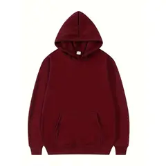 PEACE AND LOVE - Polera Hoodie Unisex Guinda Color Entero
