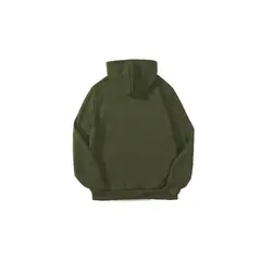 PEACE AND LOVE - Polera Hoodie Unisex Verde Militar Color Entero
